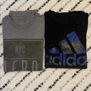 Adidas Black and Blue Logo Men's Shirt